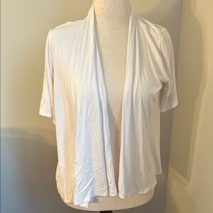 Studio Works White Open-Front Short-Sleeve Cardigan